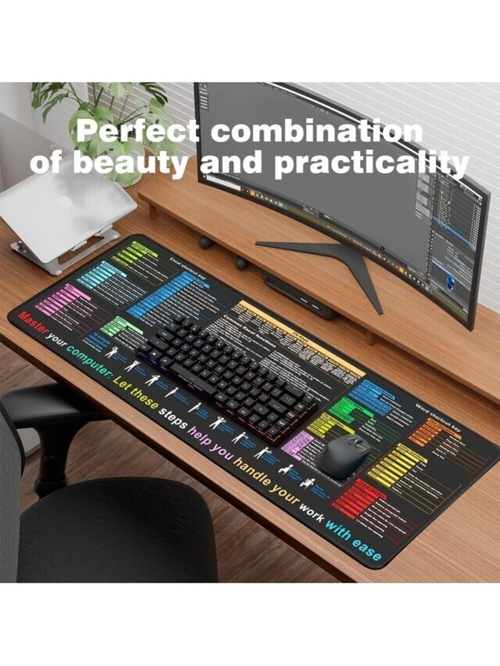 Excel Shortcut Keys Mouse Pad Large Desk Mat 31.5x11.8 Word Cheat Sheet Extended